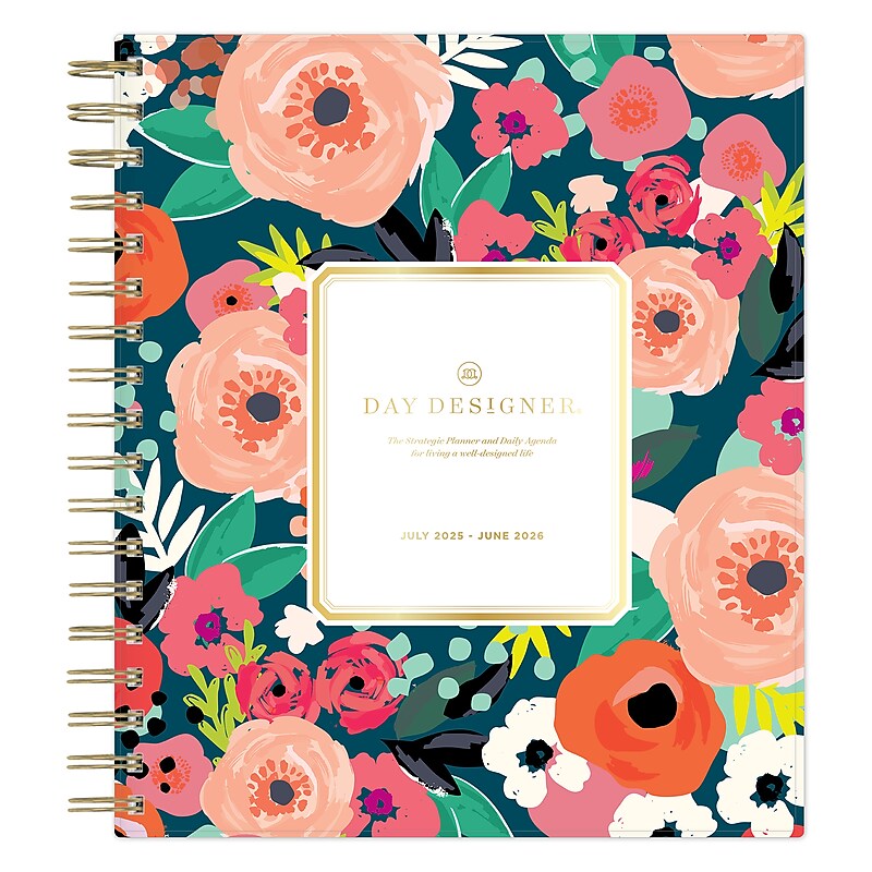 2025-2026 Day Designer for Blue Sky Secret Garden 8" x 10" Academic Year Daily & Monthly Planner, Plastic Cover (155450) image 1