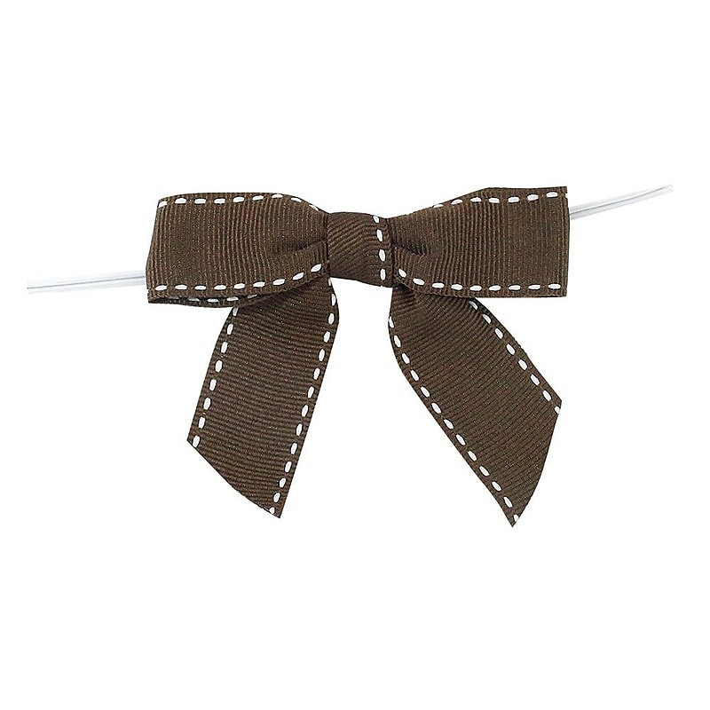 JAM Paper Grosgrain Bows, Brown/White, 100/Pack (52640349326) image 1