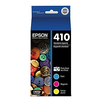Epson T410 Cyan/Magenta/Yellow/Photo Black Standard Yield Ink Cartridge, 4/Pack (T410520S)