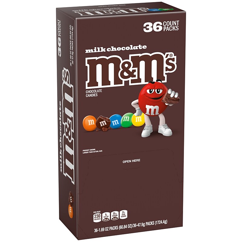M&M's Milk Chocolate Pieces, 1.69 oz., 36/Box (MMM49990) image 1