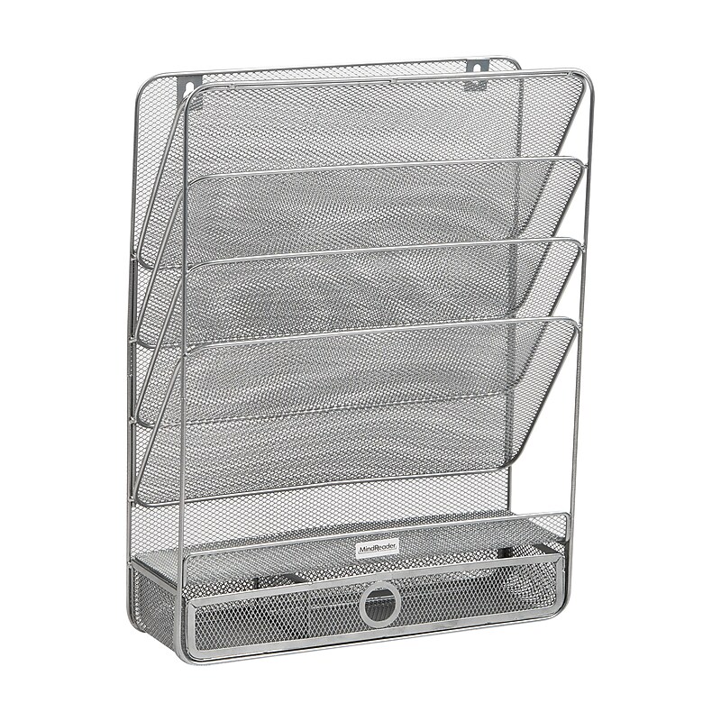 Mind Reader 7-Compartment Metal Desk Shelf, Silver (MAGROUND-SIL) image 1