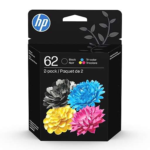 HP 62 Black/Tri-Color Standard Yield Ink Cartridge, 2/Pack