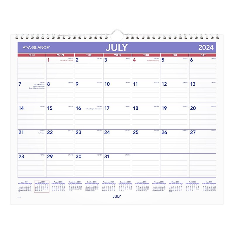 2024-2025 AT-A-GLANCE 15" x 12" Academic Monthly Wall Calendar, Purple/Red (AY8-28-25) image 1