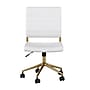 Martha Stewart Ivy Armless Faux Leather Swivel Office Chair, White/Polished Brass (CH2209211WHGLD)~#|#~81F2688B-1FE8-4A16-B97E82C59281BA1E_sc7