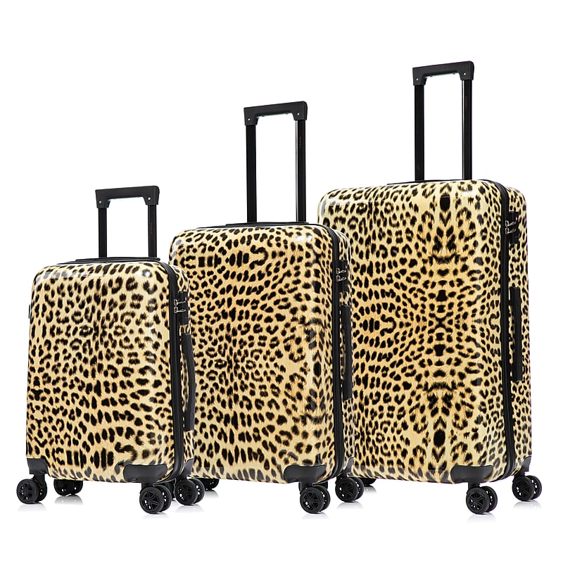 InUSA Prints 3-Piece Hardside Spinner Luggage Set, TSA Checkpoint Friendly, Cheetah Animal Print (IUAPCSML-CHE) image 1