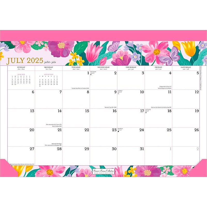 2025-2026 Plato Bonnie Marcus 14" x 10" Academic Monthly Desk Pad Calendar  (9798330700028) image 1