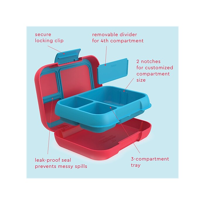 bentgo Pop Lunch Box, Flame Red/Turquoise (BGOPOP-FL) | Staples