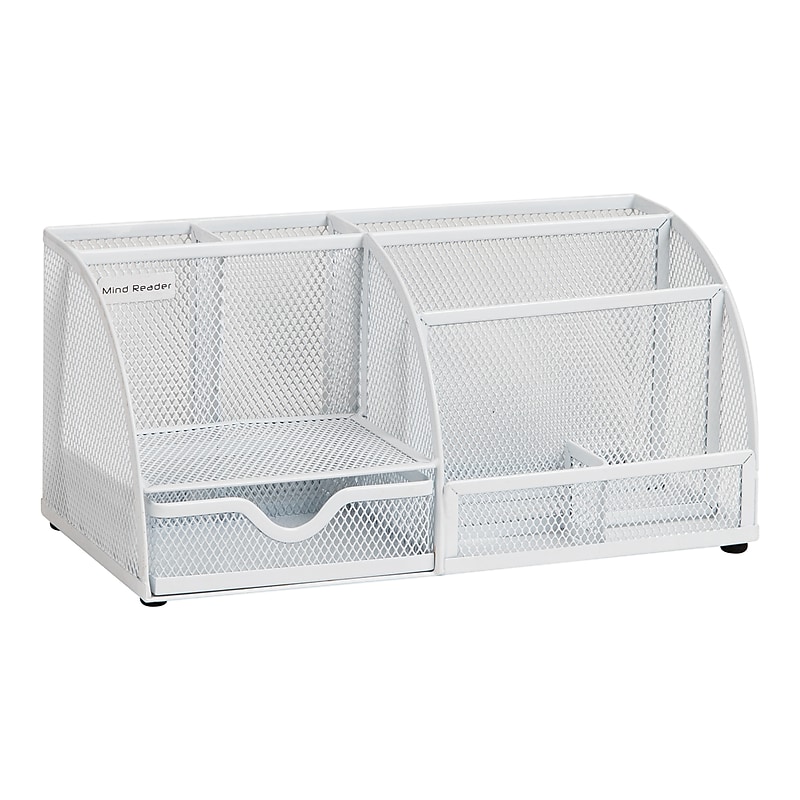 Mind Reader 7-Compartment Metal Desk Organizer File and Accessory Storage, White (JOEORG-WHT) image 1