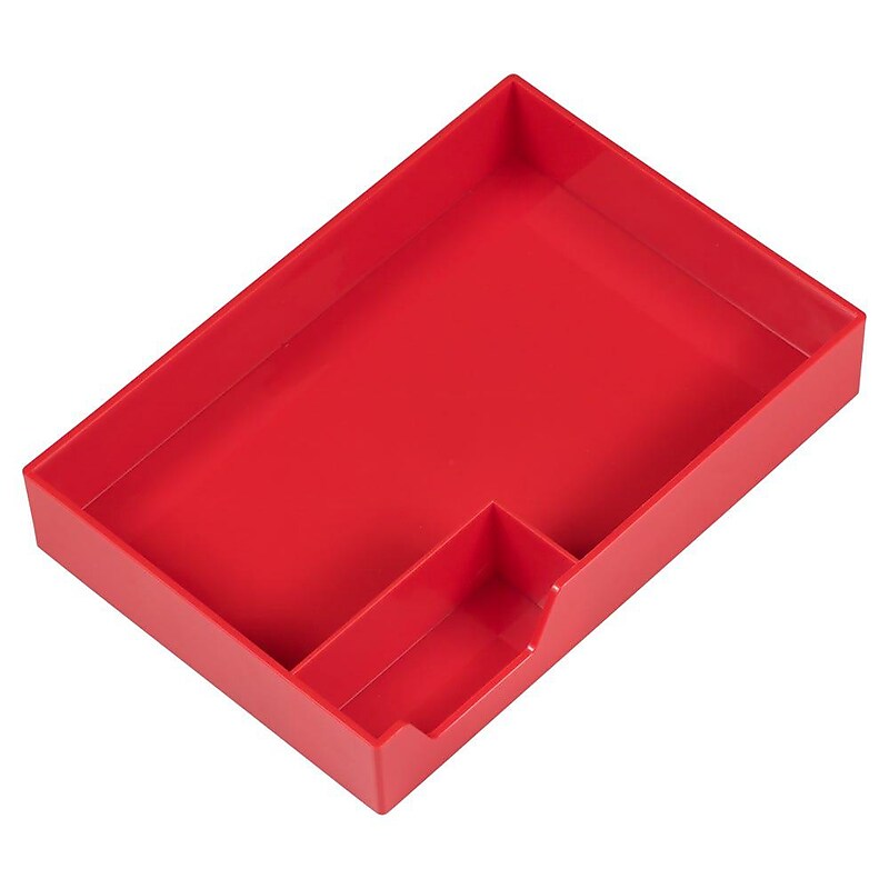 JAM Paper Half Desk Stackable Front Loading Letter Tray, Red Plastic (344TRE) image 1