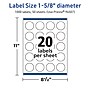 Avery TrueBlock Laser/Inkjet Circle Multipurpose Labels, 1-5/8" Dia., White, 1000/Box (94507)~#|#~8219C03D-957D-4F03-9108C56FDC39646D_sc7