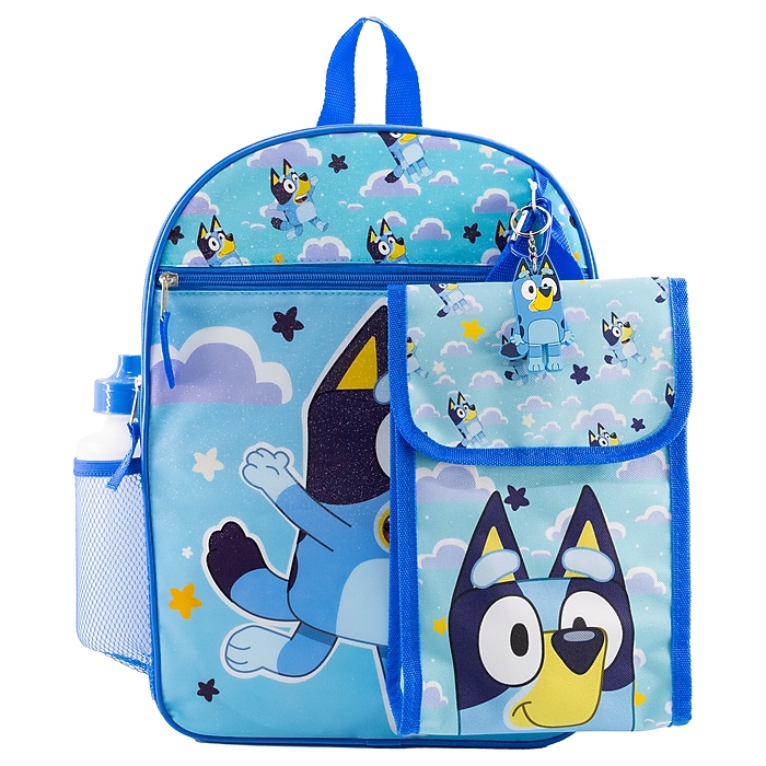 Bluey Kids 5-Piece Bluey Backpack Set, Medium, Blue (BFCF522ZA