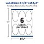 Avery Laser/Inkjet Multipurpose Oval Labels, 2.5" Dia, Glossy White, 150/Pack (94058)~#|#~822AE226-1716-4E61-B62C6E815586CBCF_sc7