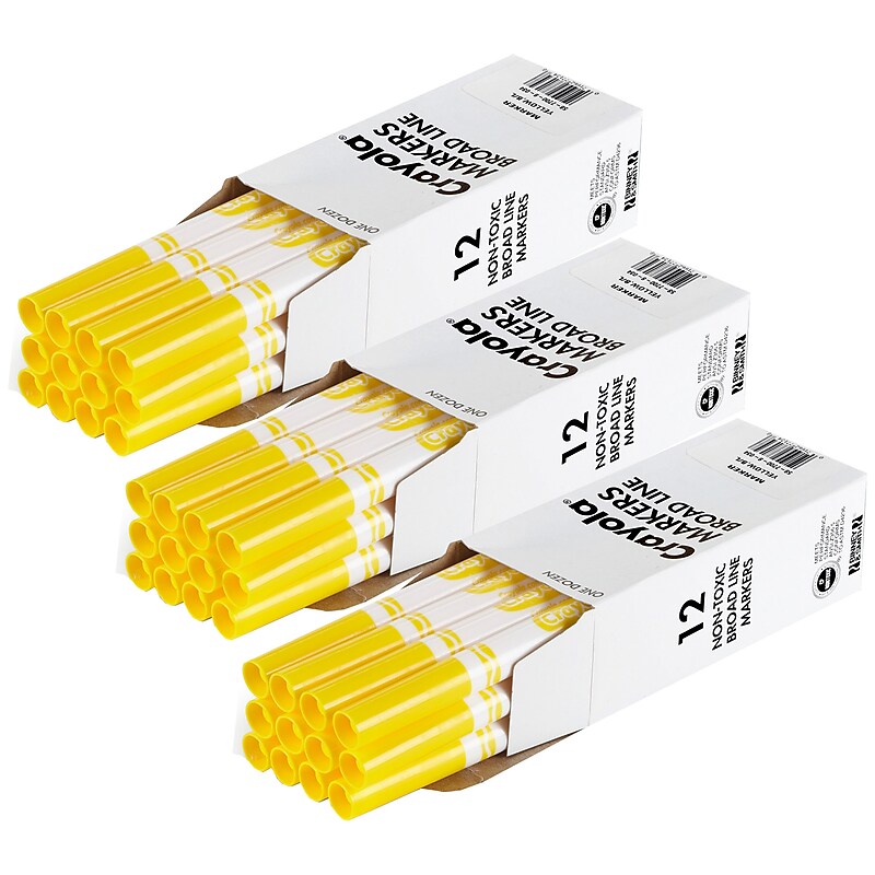 Crayola Bulk Markers, Conical Tip, Yellow, 12/Pack, 3 Packs/Bundle (BIN587700034-3) image 1