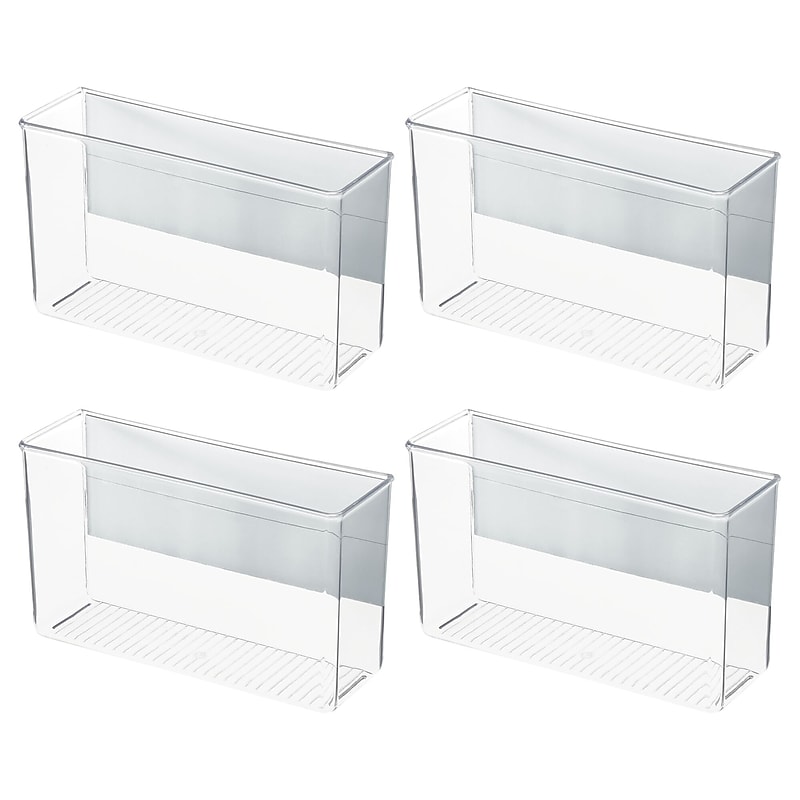 iDESIGN Magnetic Plastic Storage Bin, 6.25" x 3"x 11", Clear, 4/Pack (28111M4) image 1