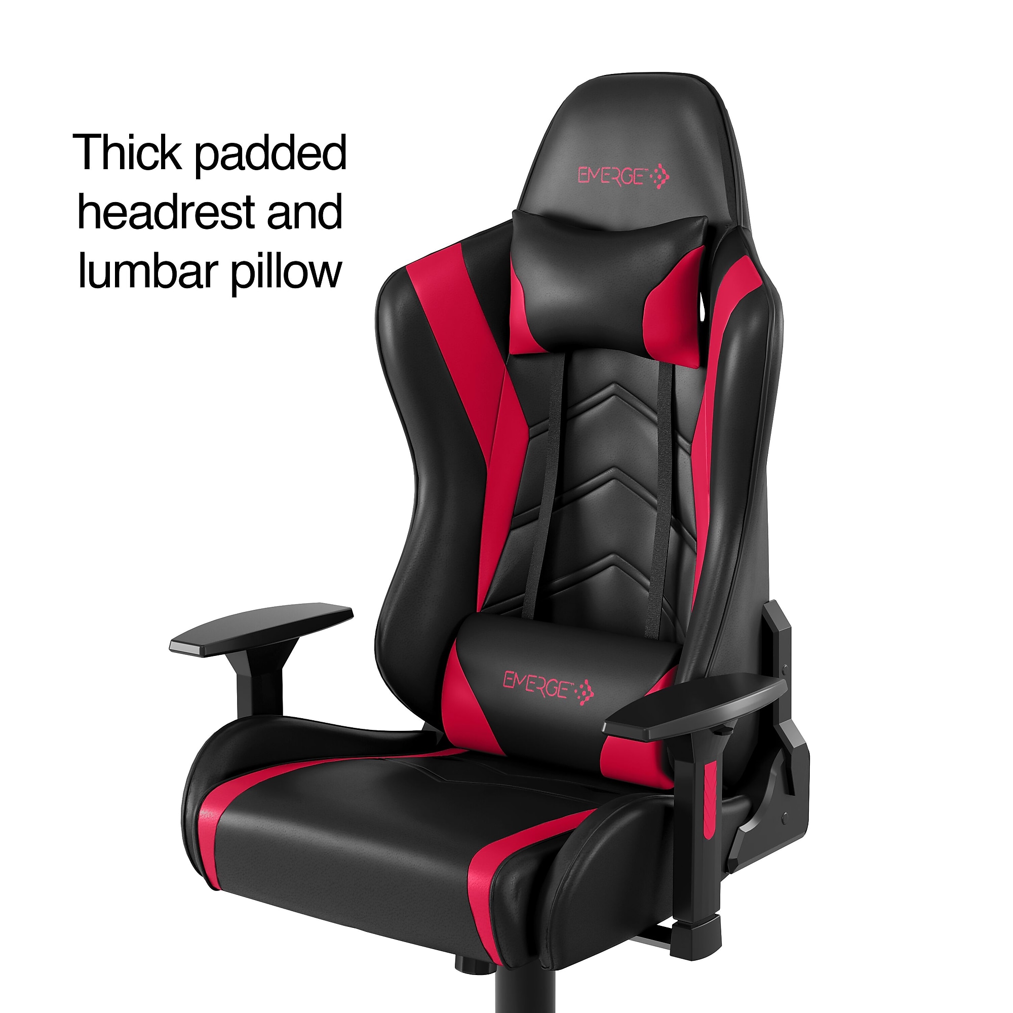 Emerge Vartan Bonded Leather Gaming Chair, Black/Red (53241V) Sansujyuku sansujyuku.com