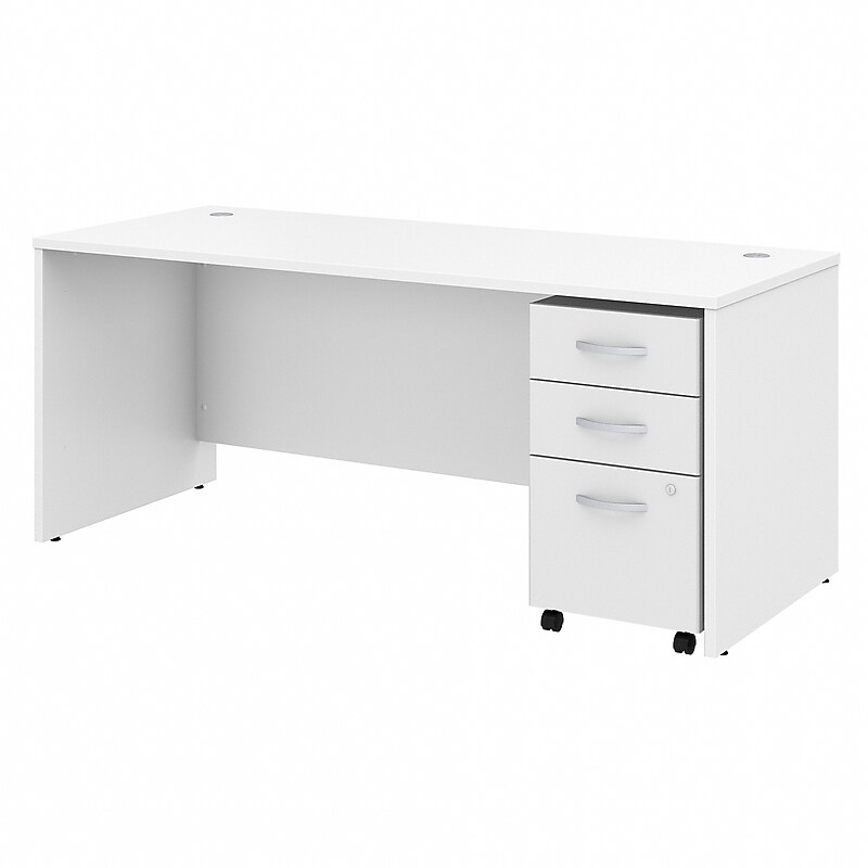 Bush Business Furniture Studio C 72"W Office Desk with Mobile File Cabinet, White (STC013WH) image 1