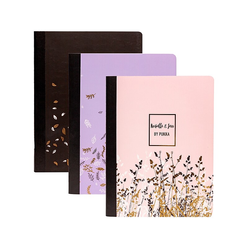 Pukka Pad Rochelle & Jess Composition Notebooks, 7.5" x 9.75", College Ruled, 70 Sheets, Assorted Colors, 3/Pack (9107-ROC) image 1