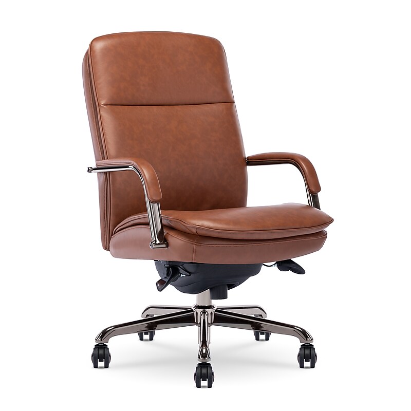 La-Z-Boy Opus Ergonomic Bonded Leather Swivel Executive Chair, Cognac and Graphite (CCHR10015C) image 1