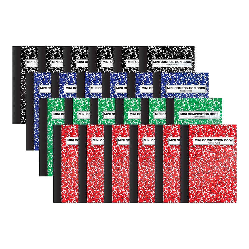 Better Office Mini Composition Notebooks, 3.25" x 4.5", Narrow Ruled, 80 Sheets, Assorted Colors, 24/Pack (25524-24PK) image 1