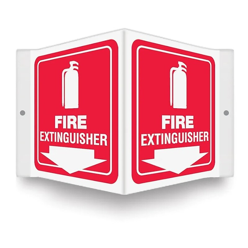 Accuform Fire Extinguisher Projection Sign, White/Red, 6"H x 5"W (PSP618) image 1