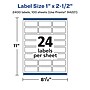 Avery Laser/Inkjet Rectangle Multipurpose Labels, 1" x 2.5", White, 2400 Labels/Box (94221)~#|#~82635E2B-C276-45CA-8FC2B36BA189C44C_sc7