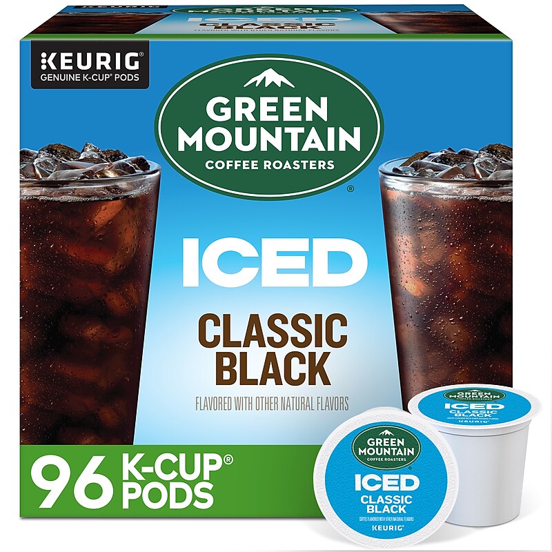 Green Mountain Brew-Over-Ice Classic Black Iced Coffee Keurig® K-Cup® Pods, Dark Roast, 0.40 oz., 96/Box (390276CT) image 1