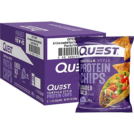 Quest Gluten Free Loaded Taco Tortilla Style Protein Chips, 1.1 oz