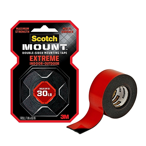 Scotch-Mount™ Extreme Double-Sided Mounting Tape 414H-DC-EF, Black, 1 in x  60 in (2.54 cm x 1.52 m), 1 Roll/Pack