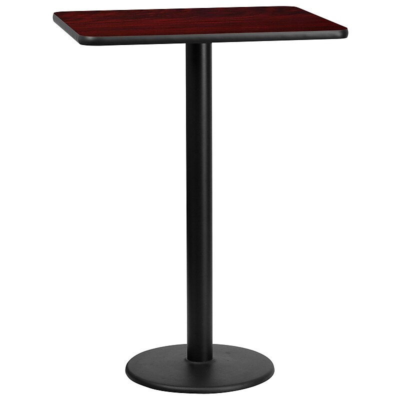 Flash Furniture Laminate Table Top with 18'' Round Bar-Height Table Base, 24'' x 30'', Mahogany (XUMA2430TR18B) image 1