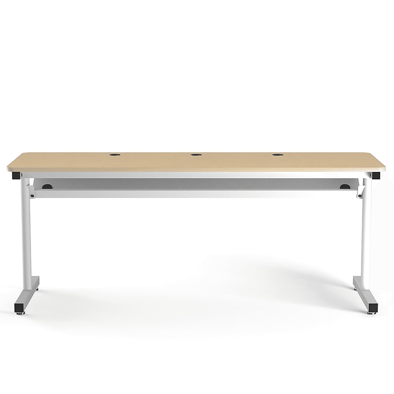 VersaDesk 72"W Basic Computer Table, Maple/White (BCT7224-WM) image 1