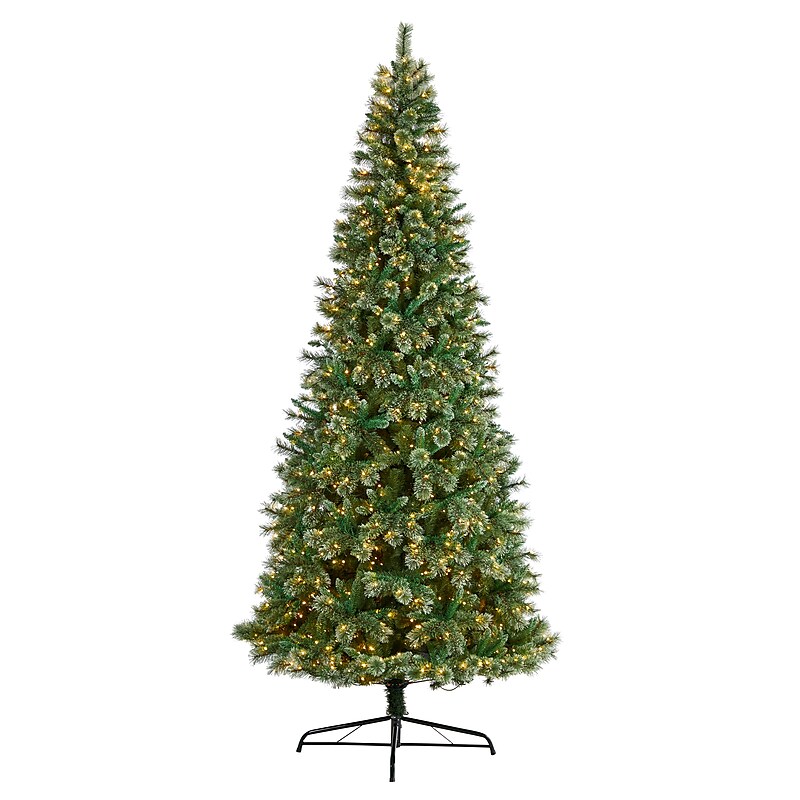 Nearly Natural 10-ft Wisconsin Slim Snow Tip Pine Artificial Christmas Tree with 1050 Clear LED Lights (T3051) image 1