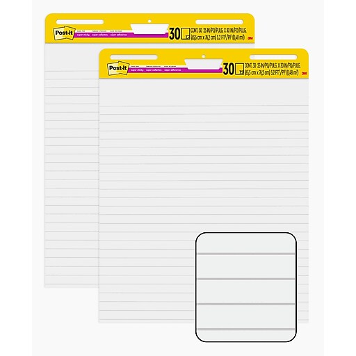 Post-it Super Sticky Wall Easel Pad, 25" X 30", Lined, 30 Sheets/Pad, 2 Pads/Pack (561WL-VAD-2PK