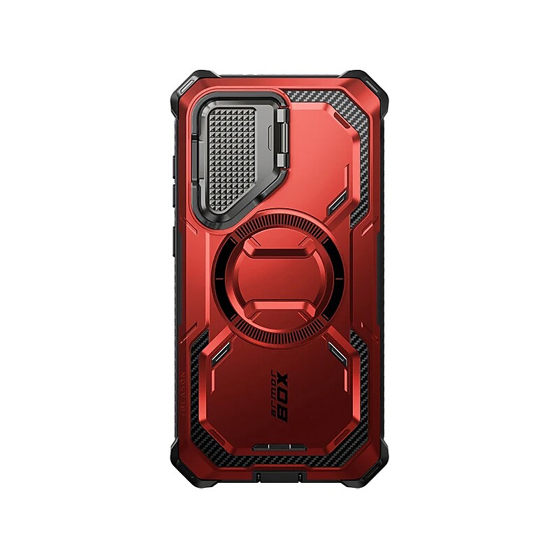 i-Blason ArmorBox MagSafe Rugged Case for Samsung Galaxy S24+, Shock Absorbing, Metallic Red (GS24PLUSABSPRD) image 1