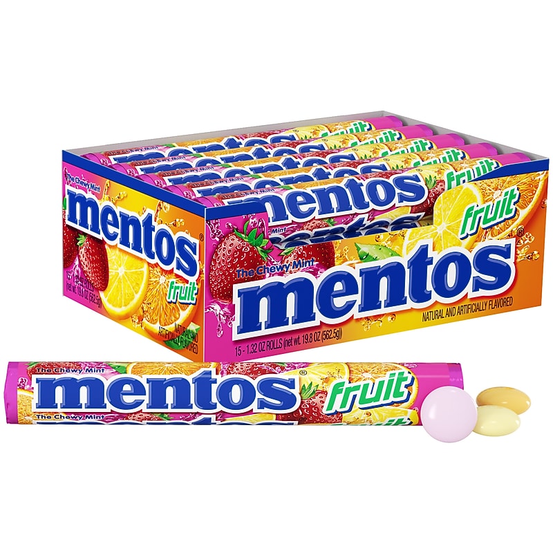 Mentos® Chewy Fruit Tablets, 15 Packs/Box image 1