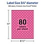 Avery Laser/Inkjet Round Multipurpose Labels, 0.75" Dia., Bright Pink, 800/Pack (94504)~#|#~827E231F-DBEE-4F15-84A479F941C2CEC0_sc7