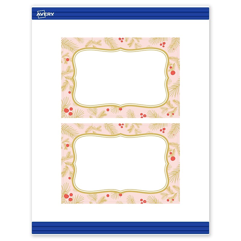 Avery Gold-Pink Berries Matte Blank Card, White, 20/Pack (S00-FGK) image 1