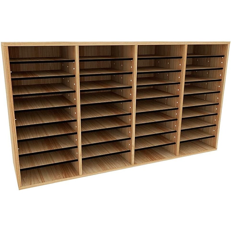 AdirOffice 36-Compartment Literature Organizer, 11.8" x 39.3", Medium Oak (500-36-MEO) image 1