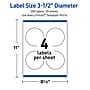 Avery Round Laser Multipurpose Labels, 3.5" Dia., White, 200/Box (19479399454)~#|#~82953D28-3325-4665-B300F284828A3D5F_sc7