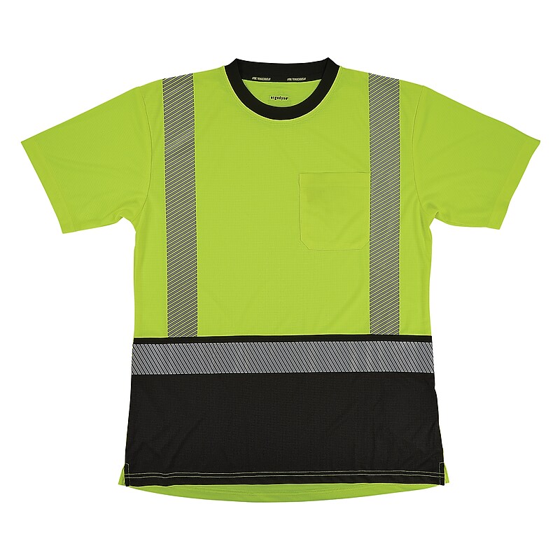 Ergodyne GloWear 8276BK High Visibility Short Sleeve Women’s T-Shirt, ANSI Class R2, Lime/Black, XSmall (22311) image 1