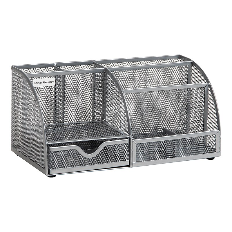 Mind Reader 7-Compartment Metal Desk Organizer File and Accessory Storage, Silver (JOEORG-SIL) image 1