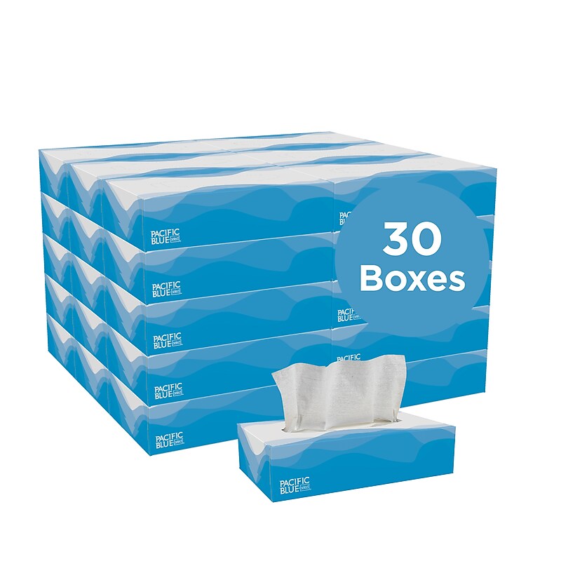Pacific Blue Select Facial Tissue, 2-ply, 100 Tissues/Box, 30 Boxes/Carton (48100) image 1