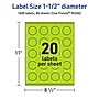 Avery Laser/Inkjet Multipurpose Circle Labels, 1.5" Dia., Bright Green, 1600/Box (94506)~#|#~82A39B88-D35D-45B2-B7CEFB85E3DF905C_sc7