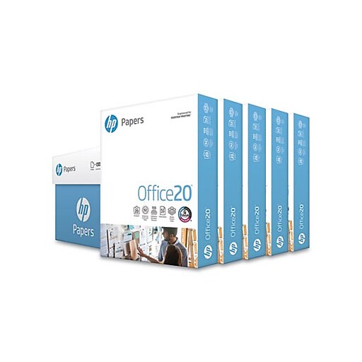 HP Office20 8.5 x 11 Multipurpose Paper, 20 lbs., 92 Brightness, 2500  Sheets/Carton (HPC8511C)
