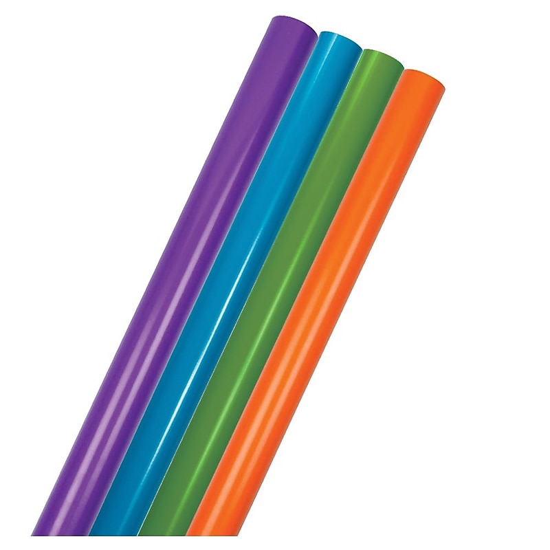 JAM Paper Wrapping Paper, 25 Sq. ft. x 30", Primary Colors Assortment, 4 Rolls/Set (165S25ASSTPR) image 1