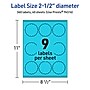Avery Printable Decorative Edge Multipurpose Labels, 2.5" Dia., Bright Blue, 360/Pack (94516)~#|#~82AD3A7A-47D1-470F-A1558296305BC8A3_sc7