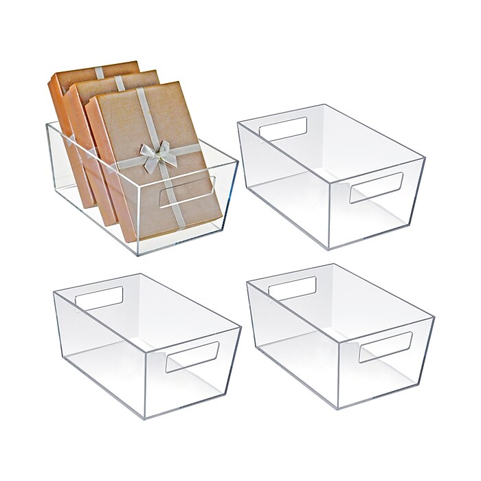Azar Small Open Lid Plastic Storage Bin, 4