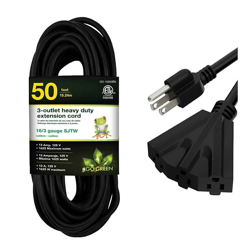 GoGreen Power Heavy Duty Extension Cord, Black (GG-15050BK) image 1