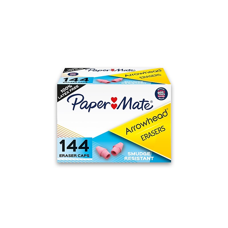Paper Mate Arrowhead Cap Erasers, Pink, 144/Box (73015) image 1