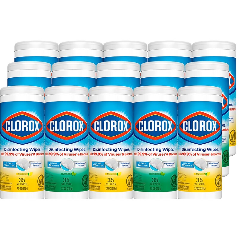 Clorox Value Pack Disinfecting Wipes, 35 Wipes/Canister, 3/Pack, 15/Carton (30112) image 1