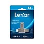 Lexar JumpDrive D400 Dual 64GB USB 3.1 Flash Drive, Titanium (LJDD400-64G-BNU)~#|#~82C23FC4-BE0F-4BE9-860E3F2BEA4DF12A_sc7